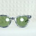 50s Sunglasses Horn Rim Wayfarer Cobalt Blue Lace Inlay Sparkle Non Prescription Green Glass Lens