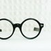 Vintage 60s Glasses 1960s Round Eyeglasses Black Horn Rim Unisex 22/46 Optical Frame