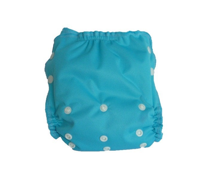 Aqua Blue OS Side Snap Bamboo Cloth Pocket Diaper
