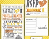 Redwood Poster Invitation Sample Packet - Vintage Redwood Poster Custom Wedding Invitation Suite