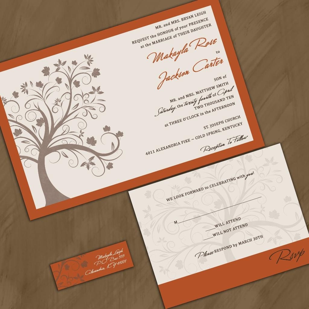 Custom Wedding Invitations - Fall Maple Tree - Rich Autumn Wedding Invitation Suite with RSVP cards and address labels