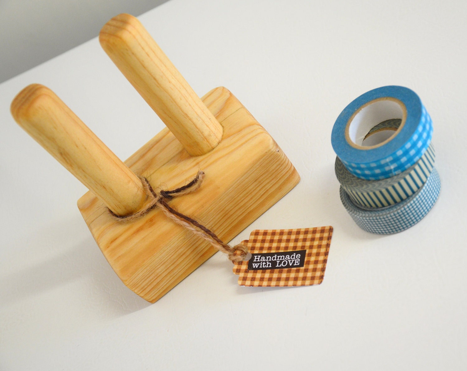 Washi Tape Organizer - Masking Tape Holder - Wooden - Eco friendly Wood Japanese Tape Dispenser for 10 rolls - gift under 25