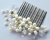 Faery Blossoms - Freshwater Pearl,Swarovski crystal and Rhinestone Bridal Comb