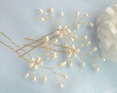 Cluster of Pearls - Crystal Freshwater Bridal Pearl Hair Pin (Set of Three)