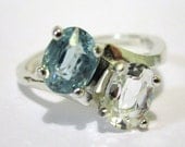 Natural Blue Zircon and White Topaz Ring - Size 7 - CobbledStone