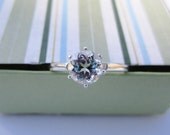 Natural White Topaz Solitaire Ring - Size 6 - CobbledStone