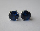 Dark Blue Created Spinel Earrings - CobbledStone