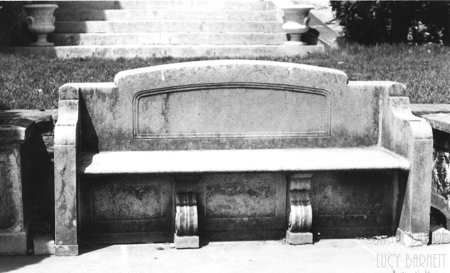 Vintage garden bench Edwardian Gothic stonework Fine Art Photography Eaton Bench 4 X 6 Dreamy Whimsical Photograph