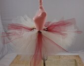 Cream Colored Barbie Doll TuTu With Burgandy