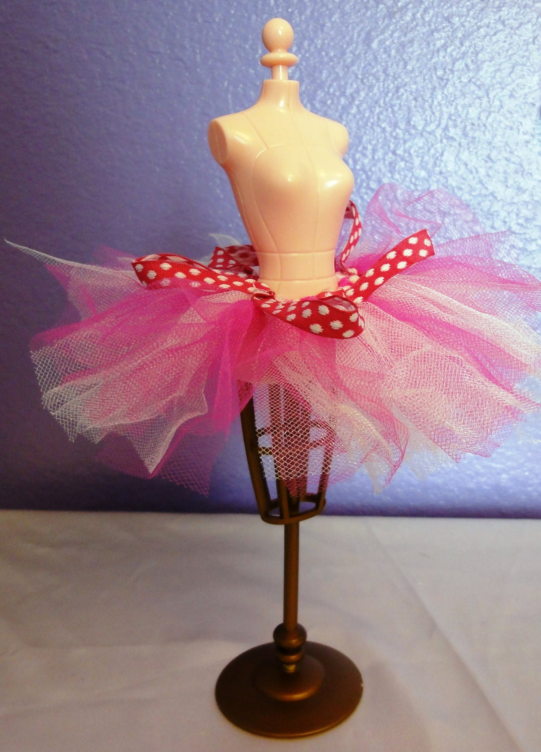Pink Poka Dot Barbie Doll TuTu