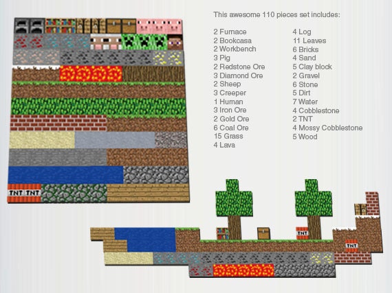 Minecraft magnet (Set 110 pieces 1 inch)