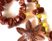 Potato bead necklace copper starfish