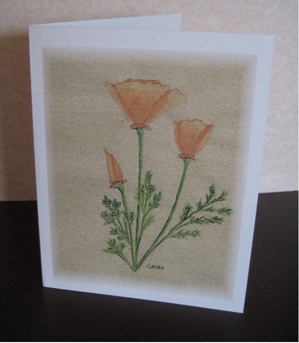 Poppies watercolor card
