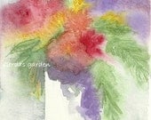 Original watercolor flowers in a vase impressionist