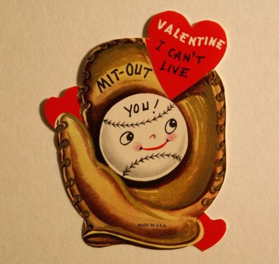 1950s Vintage Baseball Glove Valentine By BettyJanesTreasures