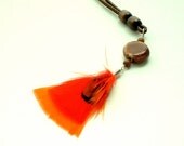 Orange Coral Feather Necklace Tangerine Tango Boho Necklace Hippie Jewelry