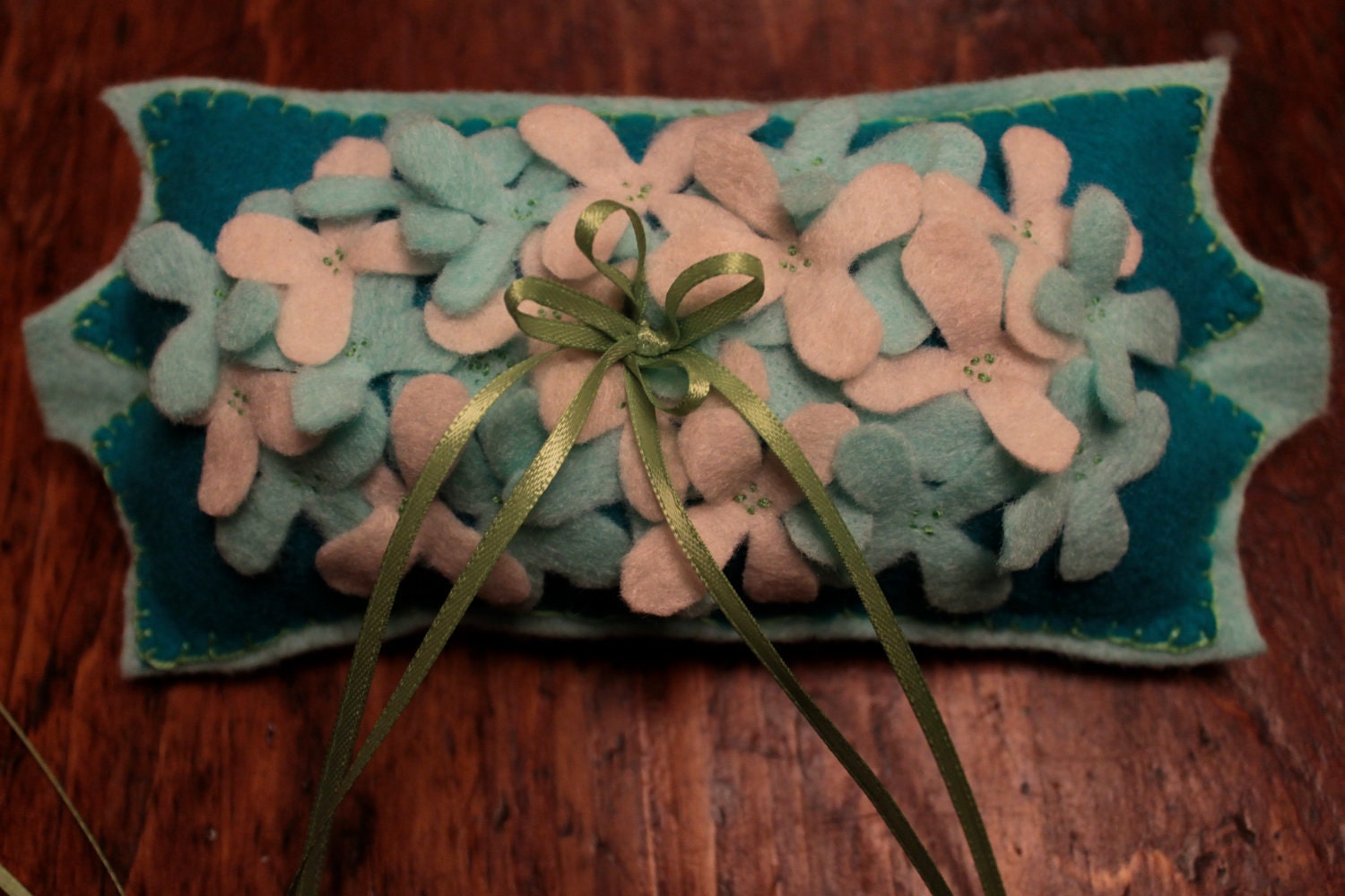 OOAK  Felt Handstitched RING BEARERS Wedding Pillow Special reg. 20.00 now 11.00