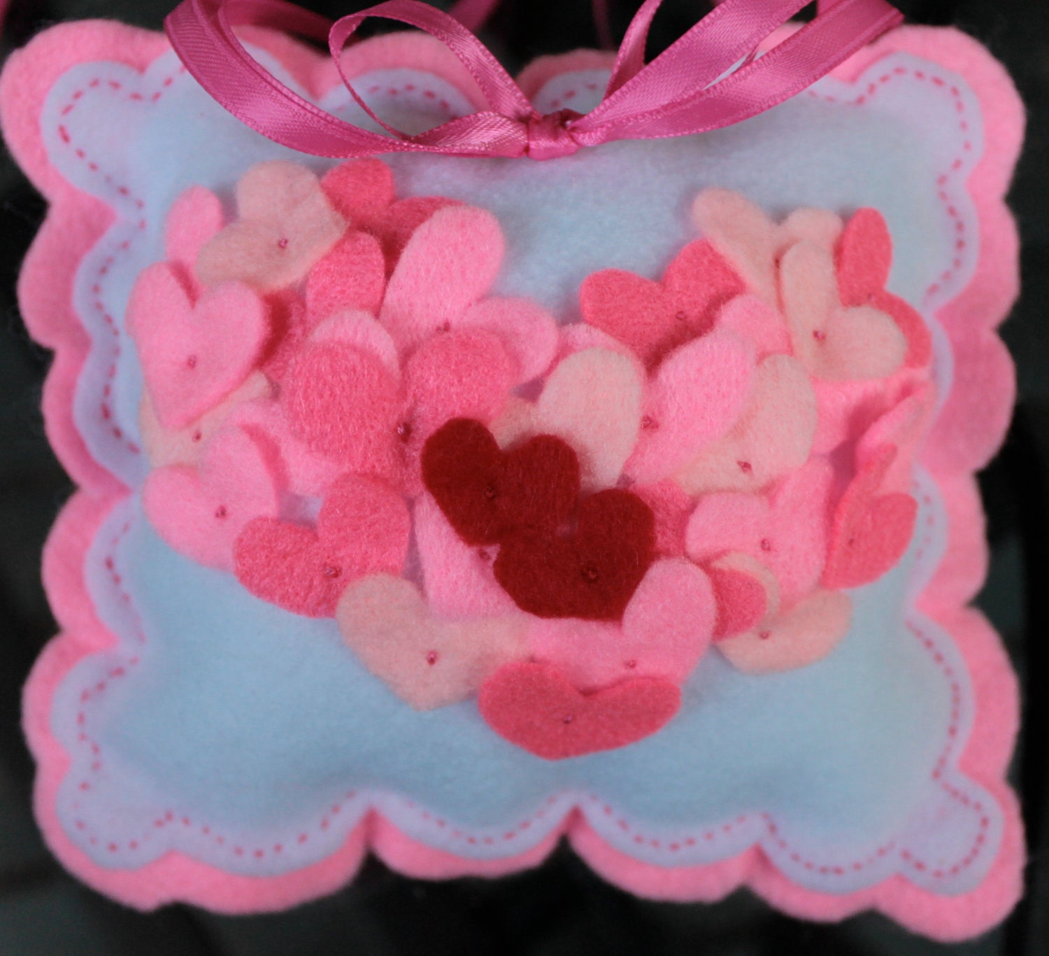 One of a Kind Felt Two Hearts Wedding Ring Bearer  or Valentine Pillow Special reg. 16.00 now 11.00