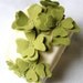 Knit Headband Ear Warmer Green Shamrocks on Ivory