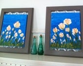 Handmade Wood Frames, Daffodil Floral Textured Multi Panel by MyImaginationIsYours