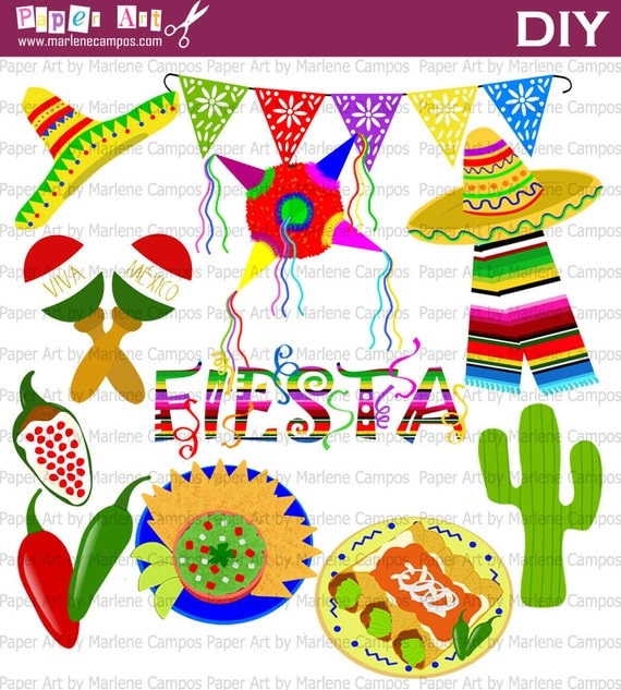 INSTANT DOWNLOAD - Mexican Fiesta, Mexican Party Clip Art, digital images, scrapbooking, elements, Personal and Commercial use for Print Il_570xn