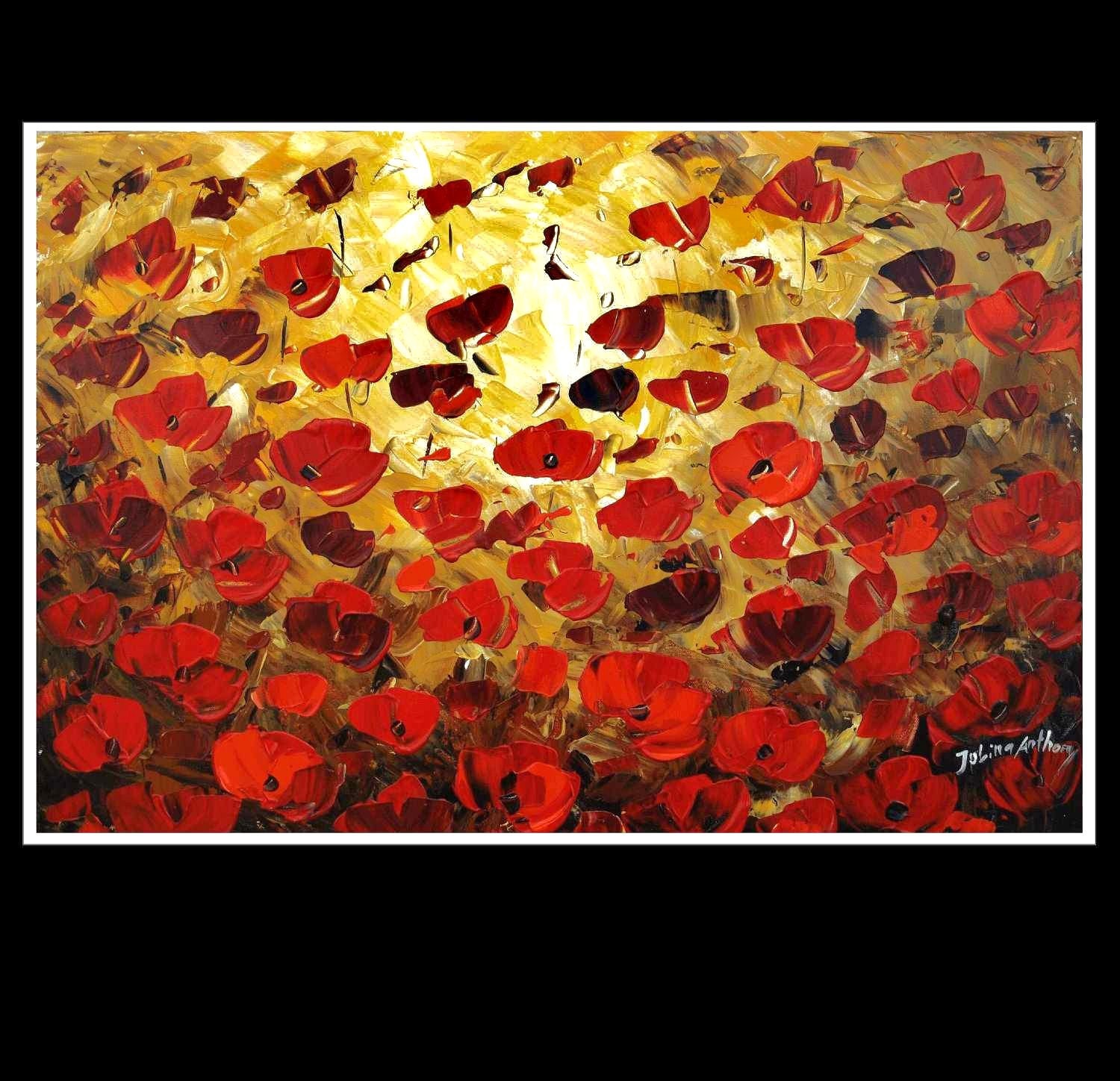 original textured abstract red poppis from listed artist jolina anthony gallery back wrap stretched canvas