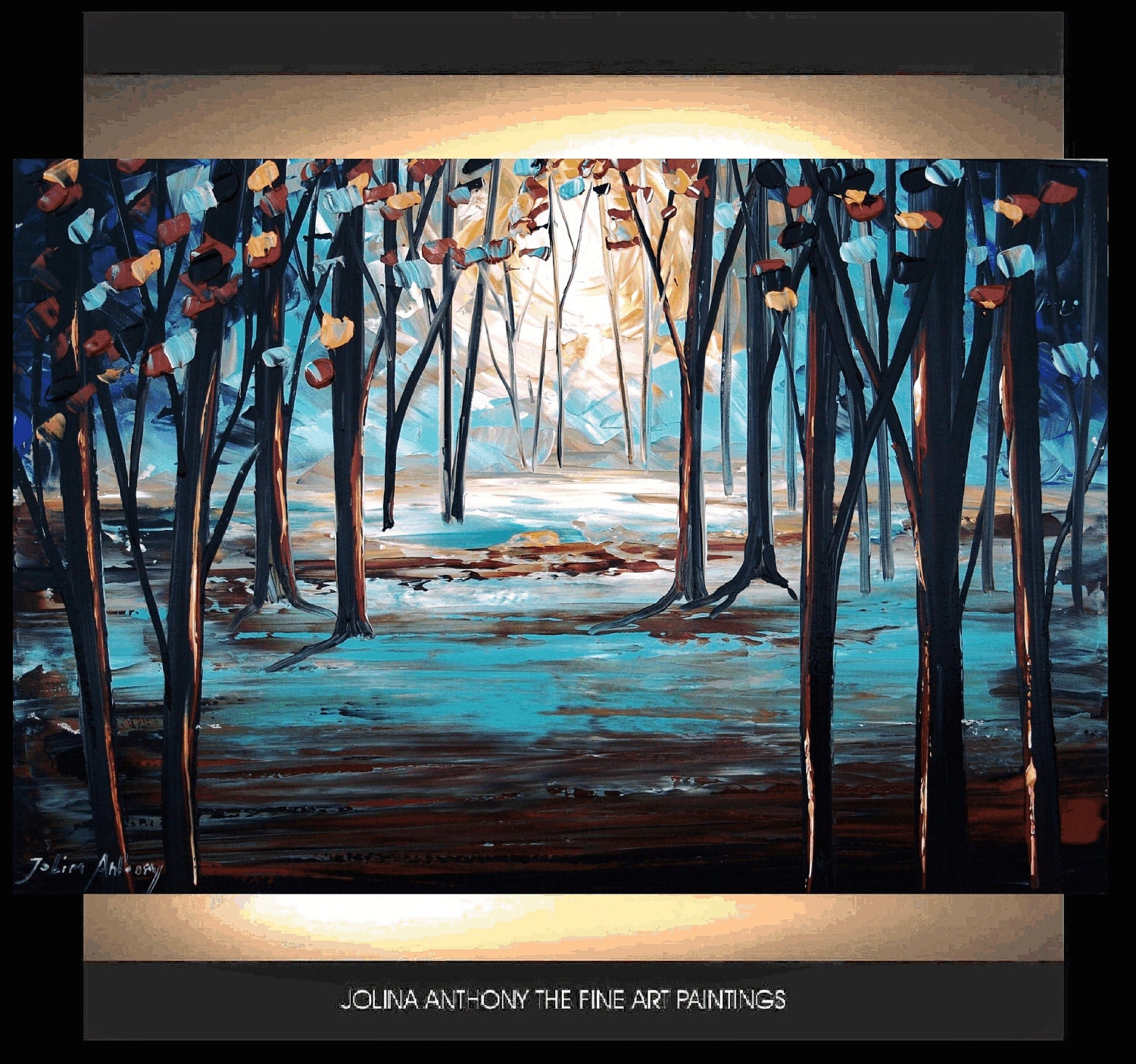original jolinas one of a kind impasto Forrest painting from jolina anthony gallery back wrap stretched canvas