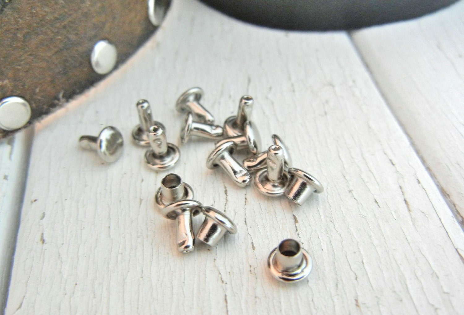Mini Double Cap Rivets Nickel Plated Great for by supplyzone