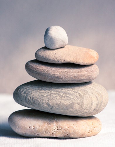 balancing rocks print - zen soft brown pink sleek feminine nursery decor fine art pastels - 11x14 signed