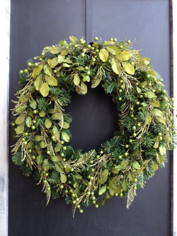 Modern Chartreuse Christmas Wreath by MelanieLeeDesign on Etsy