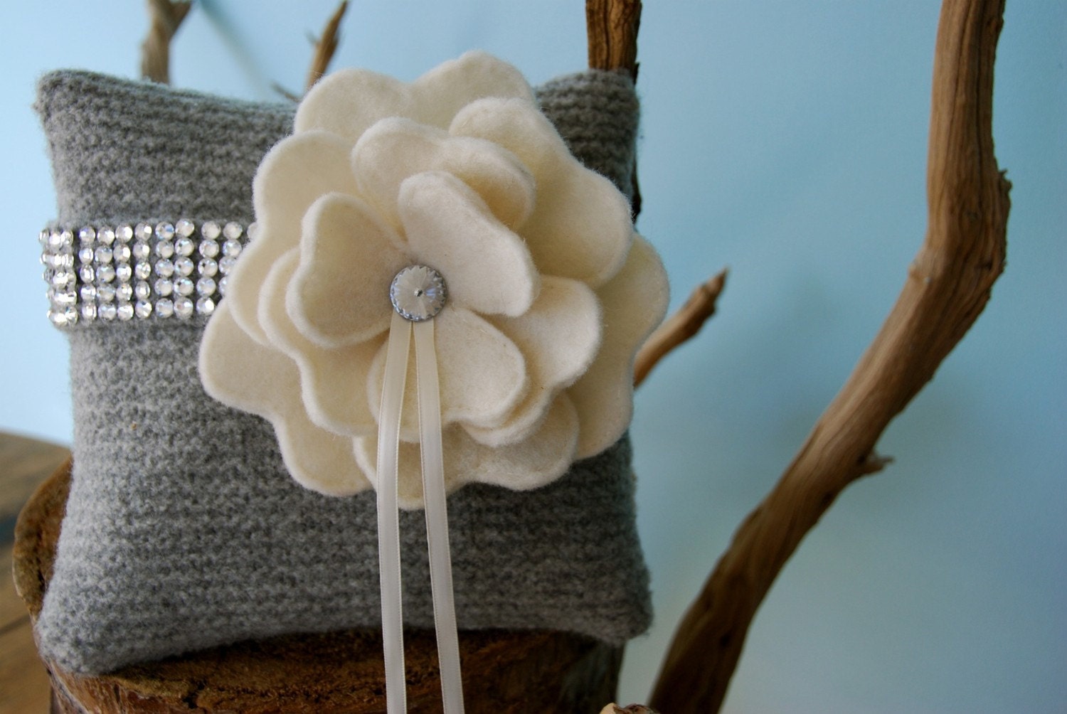 Heather gray ring bearer pillow