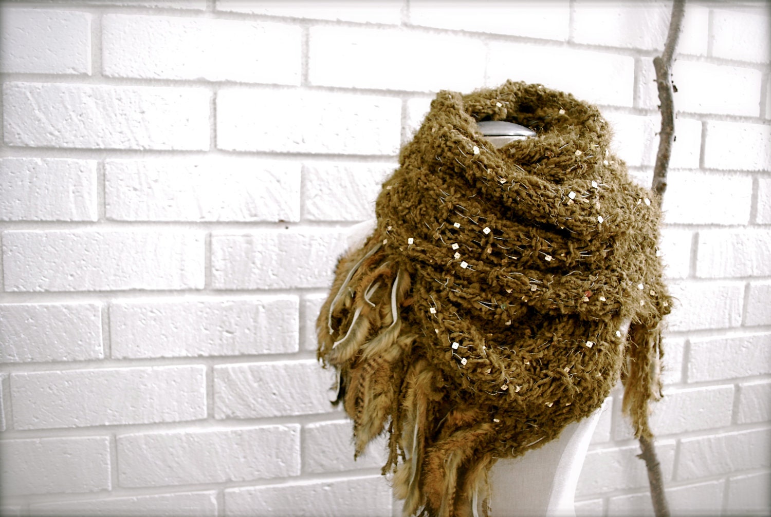 Tobacco large pashmina scarf