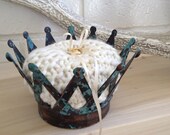 Rustic wedding ring pillow crown