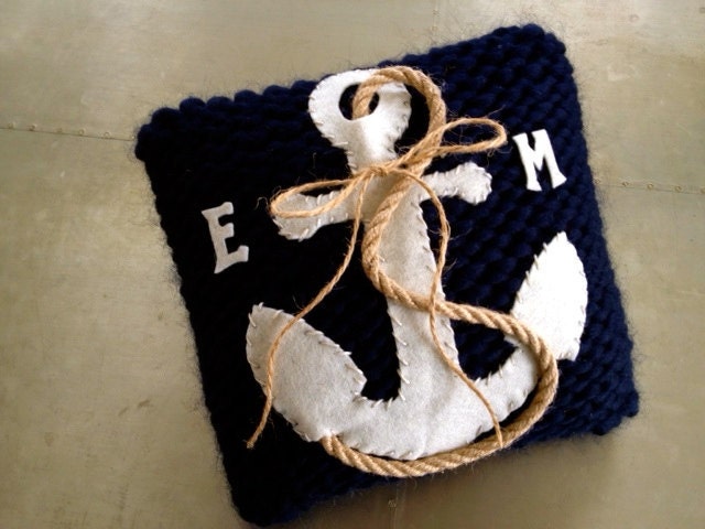 Wedding ring pillow, beach wedding, anchor