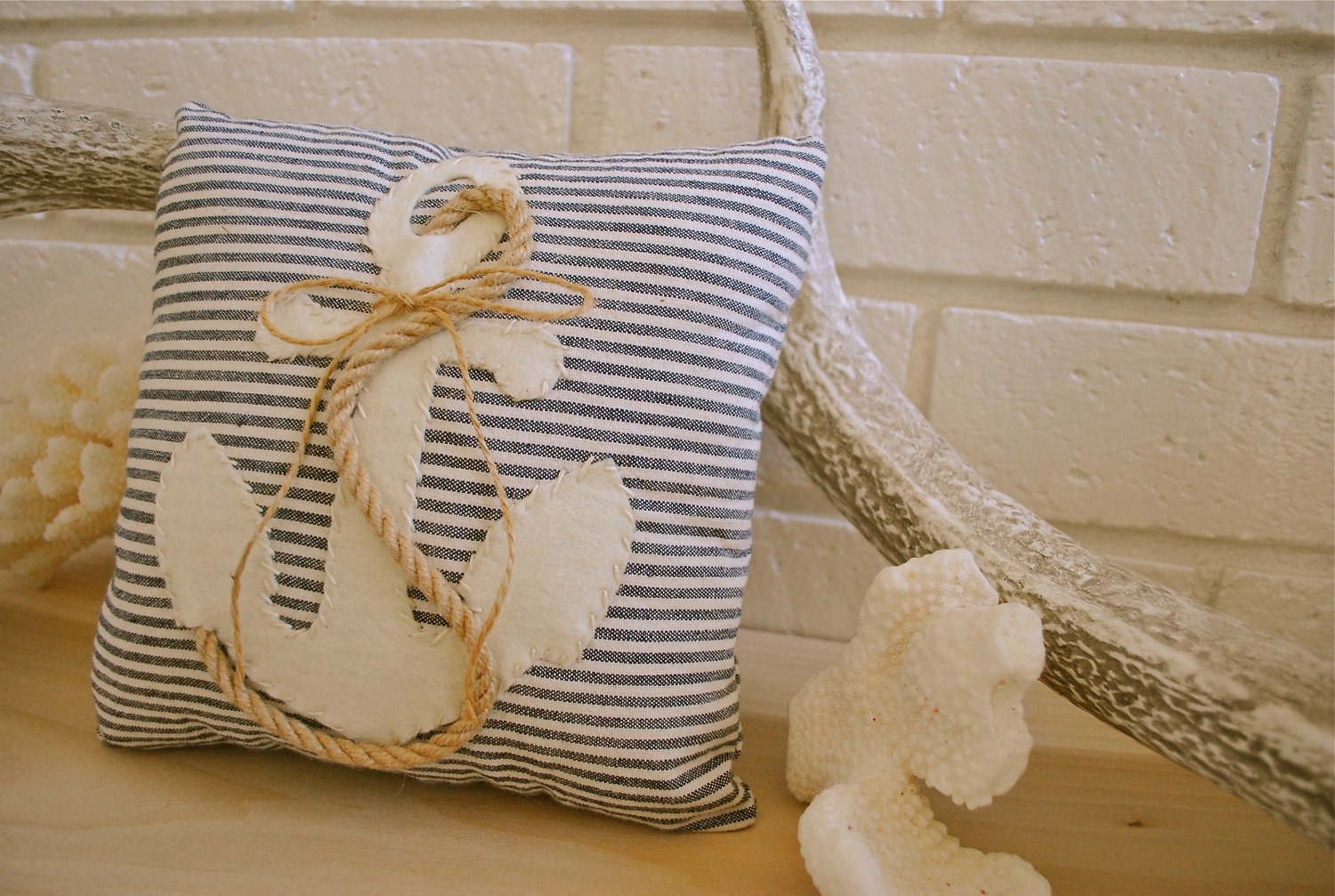 Ring bearer pillow, nautical, rope, anchor