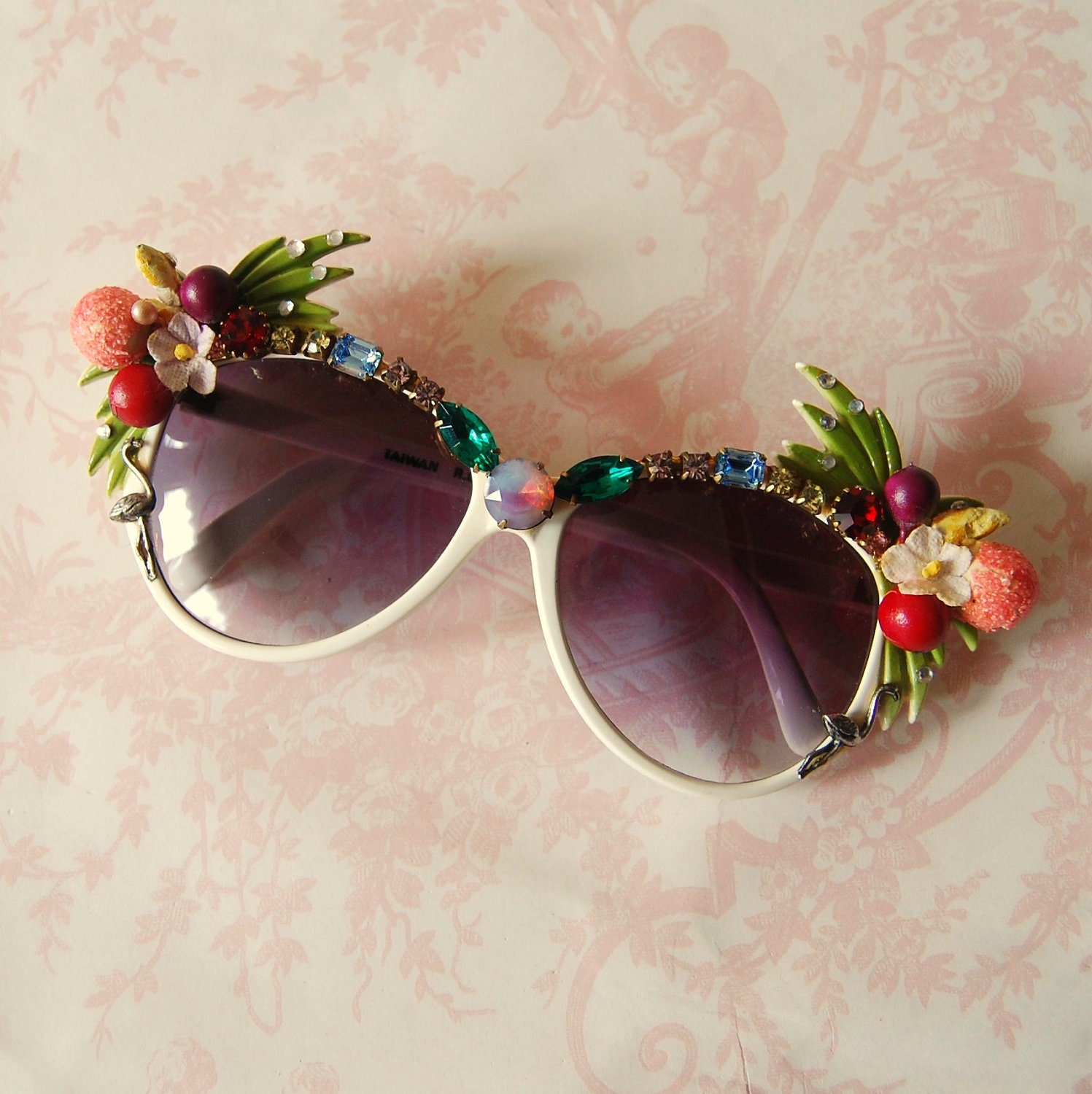 Vintage Quirky Rhinestone and Fruit Sunglasses