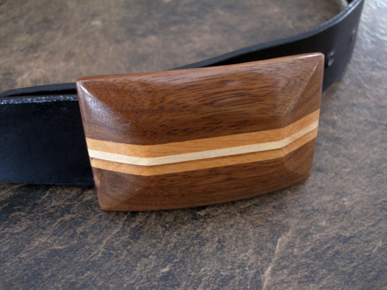 Hand Crafted Natural Walnut Maple and Cherry  Belt Buckle....Unique Gift Idea....Think Valentines