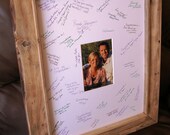 Rustic Wedding  Frame With Guest Signature Mat...Hand Crafted  5" x 7" Photo Opening
