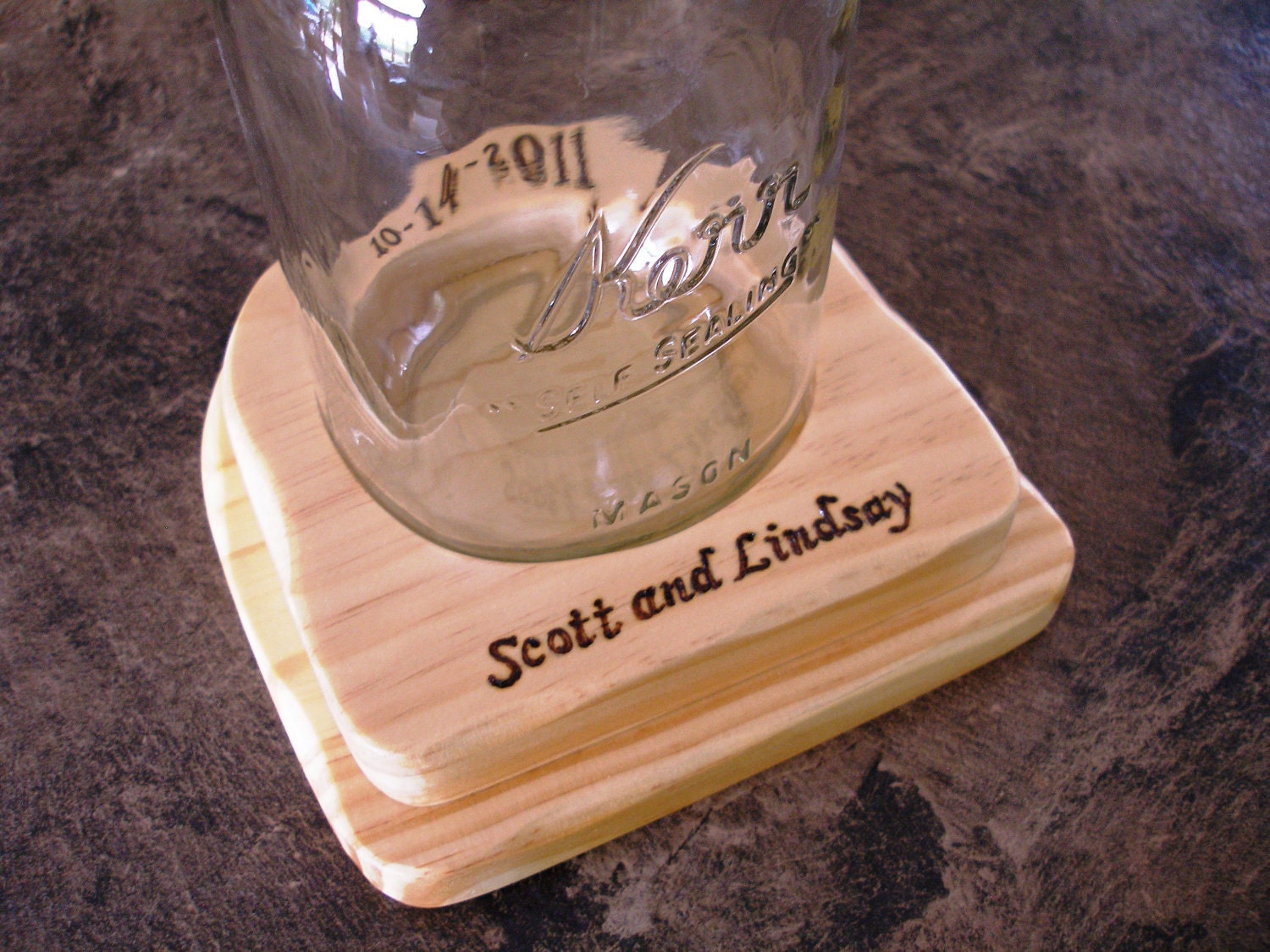 Rustic Wedding Unity Sand Vessel Personalized SOLID WOOD Jar BASE