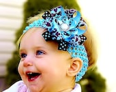 baby hair bow...blue/ brown... infant hairbow...newborn headband...accessory for  toddler and little girls...baby bow