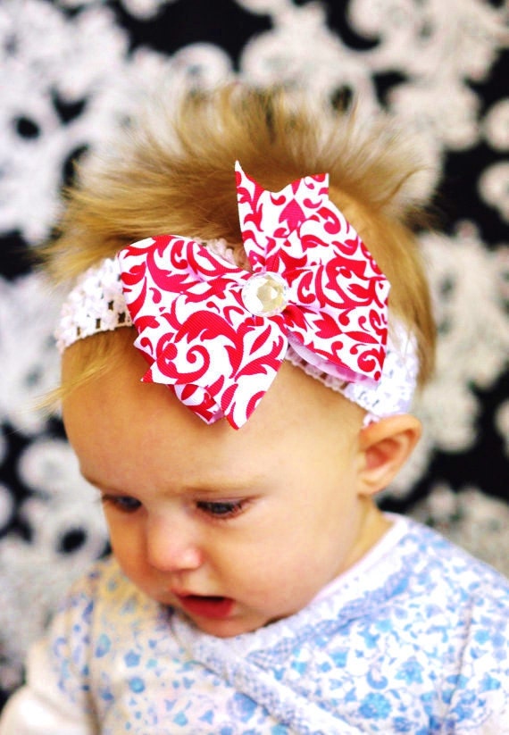 Red hair bow/ baby bow/ baby hair bow/ hairbow/ baby headband/ toddler hairbow/infant,newborn, toddler, girls hair bow, baby head band