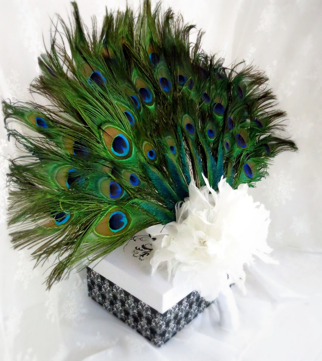 Peacock Feather Fan Bridal Bouquet In Your Choice of Colors