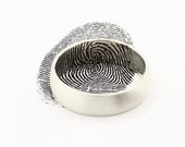 Custom Inner Fingerprint Ring - Sterling Silver Engraving Wedding Band-satin, black Rhodium highlight,6mm