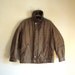 Brown Nylon Bomber Jacket - Gold Lining - Chest Stitched Stripes