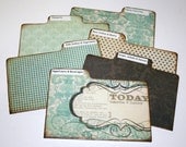 Divider Cards of Formica - Set of 6 Teal Blue Damask Custom 4x6 Recipe Divider Cards