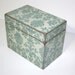 Recipe Box - Aqua and Gray Damask Handmade 4x6 Wooden Recipe Box or Wedding Guest Book Box
