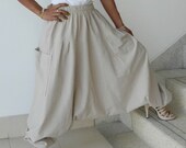 Harem Organic Cotton Hemp Cream Natural Color Triangle Pants...Elastic Waist  And Leg,Yoga, Ninja Pants..