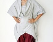 SALE 30 % Off Ladies Tunic,Top,Double Neck,Pale Grey - Unique Styling,Cotton Jersey,Thaisaket.