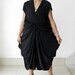 Ladies Blouse Tunic in Black Color,Unique Styling Poncho Front Pleated,Lycra Blend