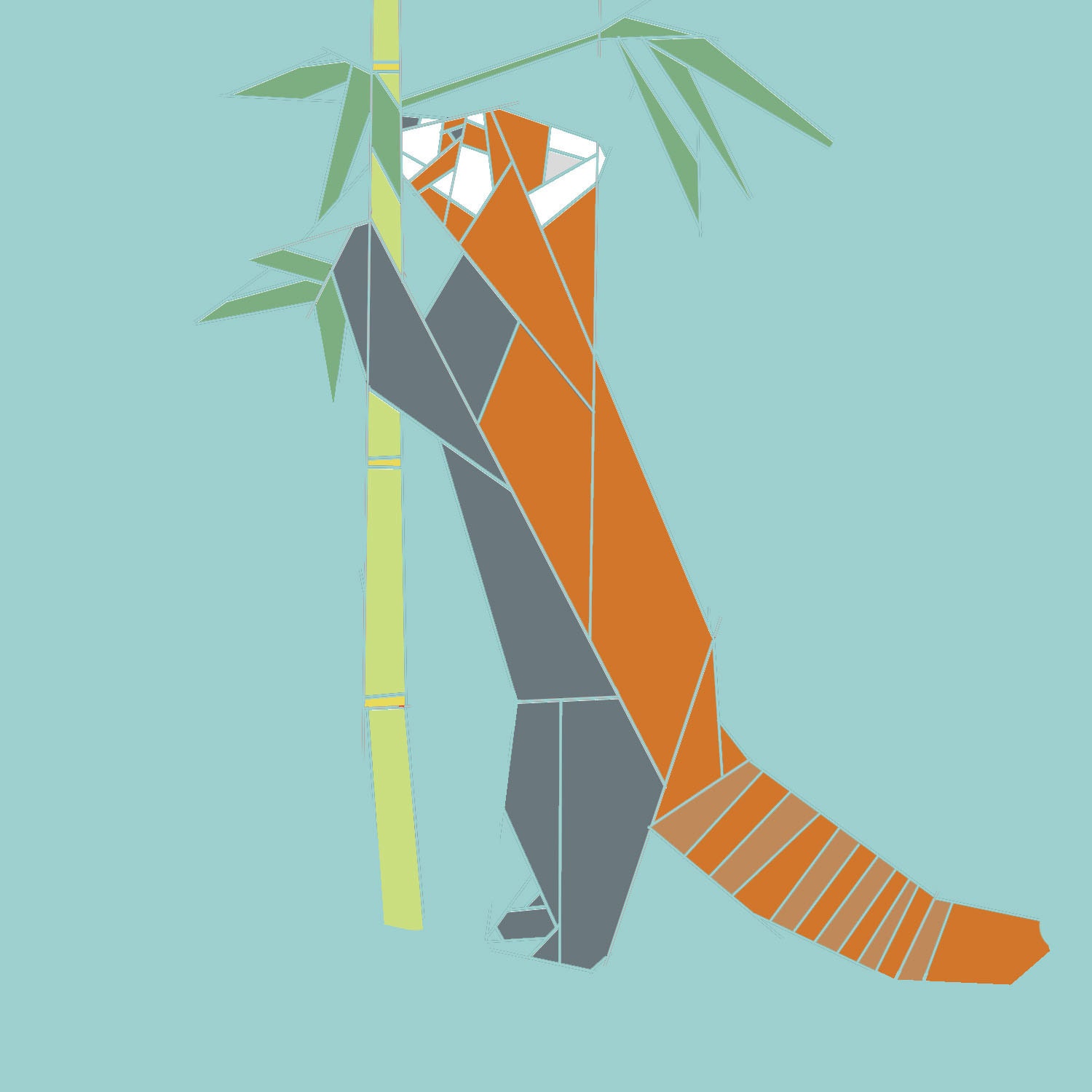 Red Panda w/Bamboo  paper-piecing quilt pattern, PDF